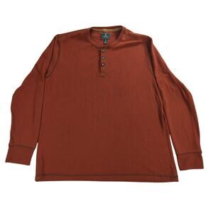 G.H. Bass & Co XL Henley Shirt Rust Long Sleeve Cotton Casual Men's Top